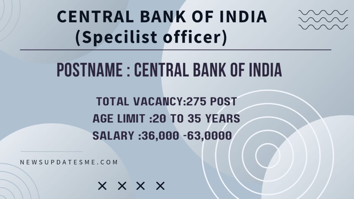 Central Bank of India So Recruitment 2026