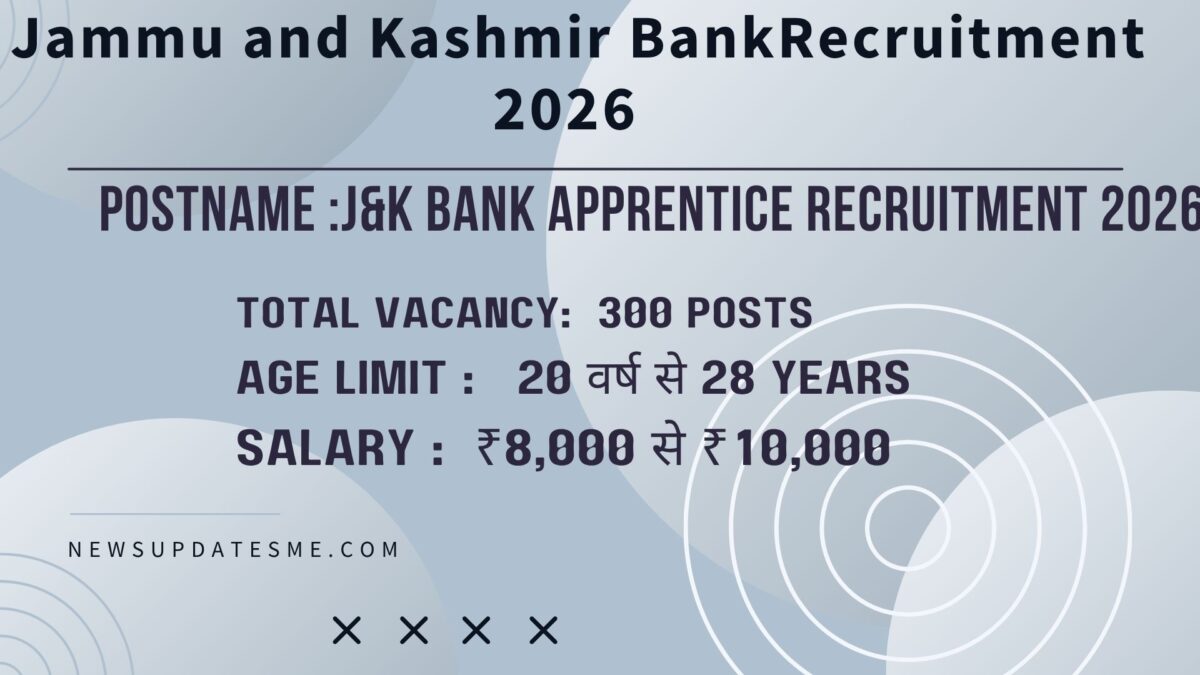 J&K Bank Apprentice Recruitment 2026